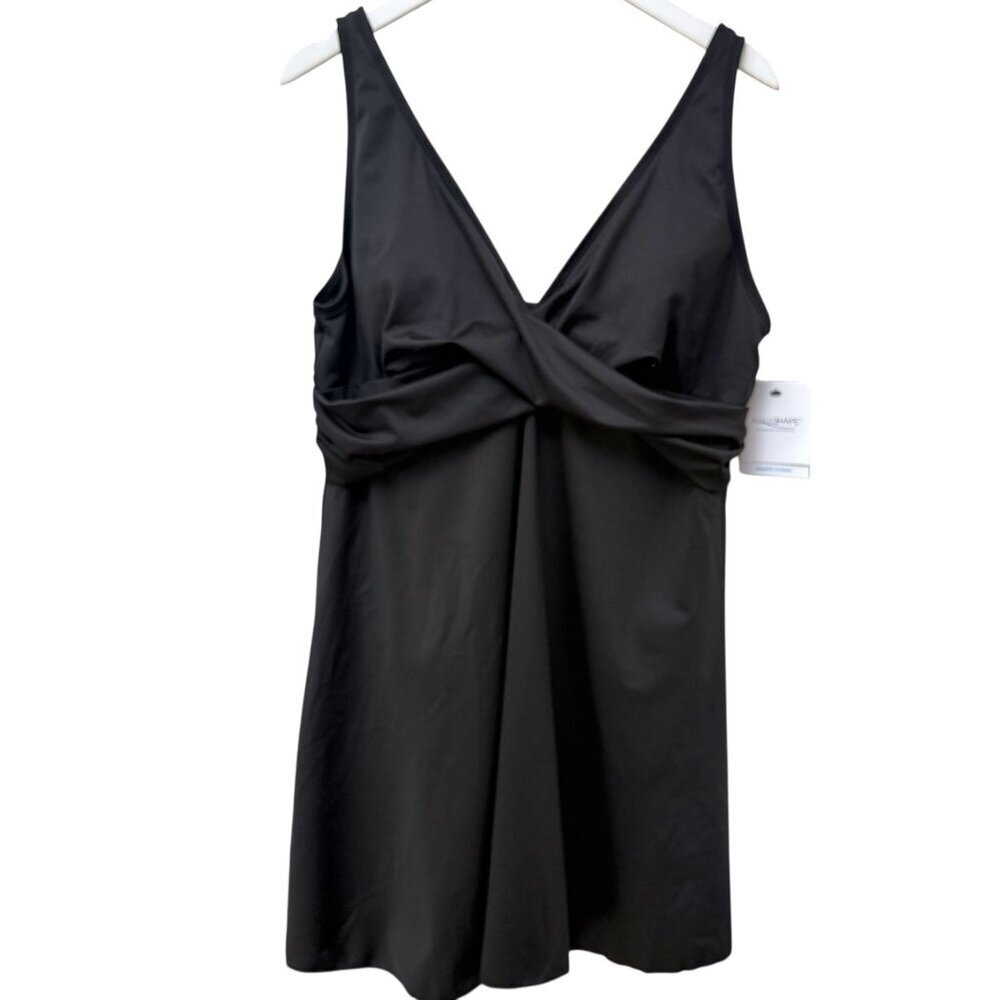 Dolfin AquaShape Swimsuit Womens Plus Size 22 Black One Piece Swim Dress NWT